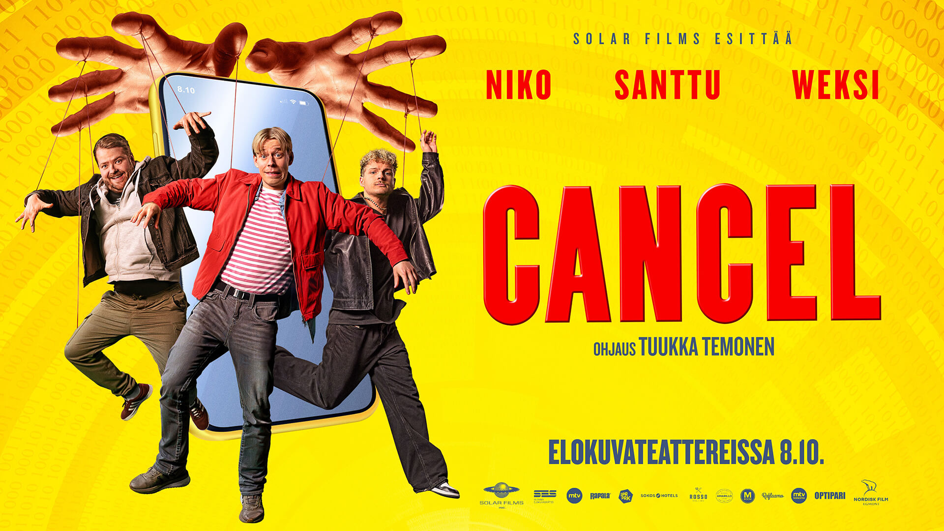 Someajan kotimainen uutuuselokuva Cancel valkokankaille 8.10. – tältä se näyttää! Mukana Niko, Santtu ja Weksi sekä runsaasti muita sometähtiä!